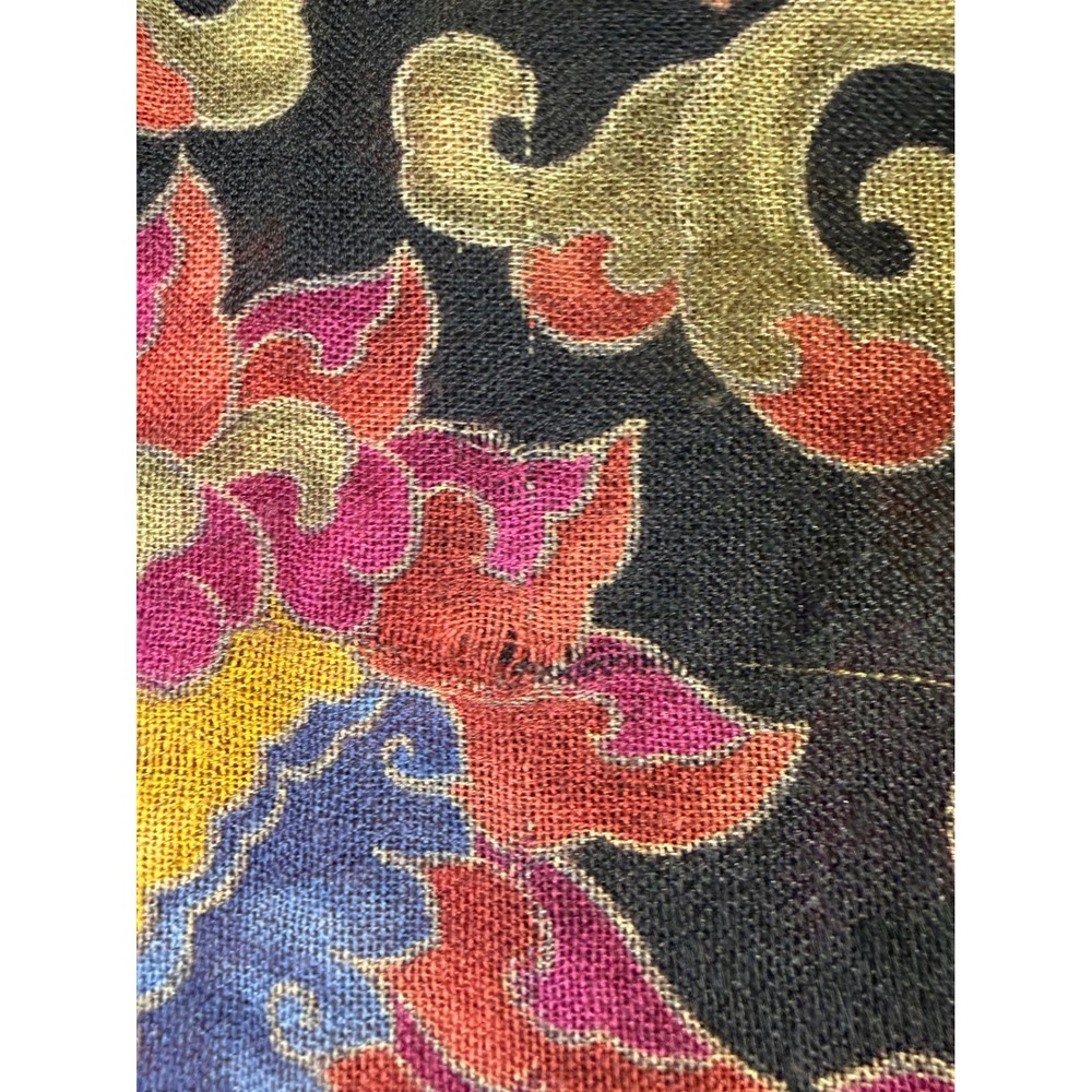 Vintage Loro Piana Cashmere Silk Shawl 55x55 Black Floral Fringe READ - Picture 12 of 12